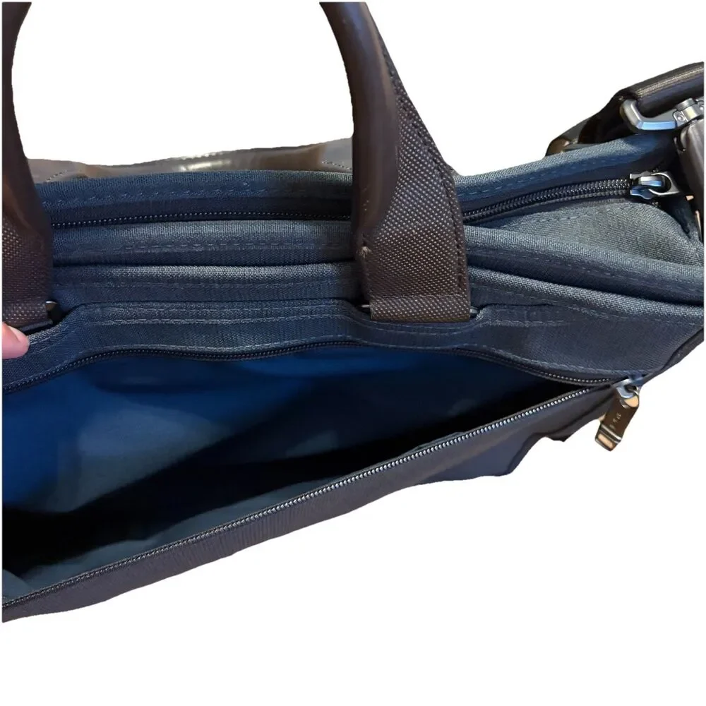 TUMI Alpha 3 Slim Deluxe Portfolio - Gray/ Blue Accents Embroidered* Doctor Bag